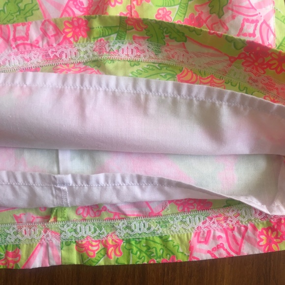 Lilly Pulitzer Shift Girls Dress Pink Green 🌺 7 tiki beach hut Hawaiian print - Picture 5 of 10